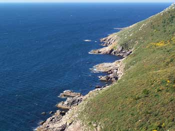 View down cliffs